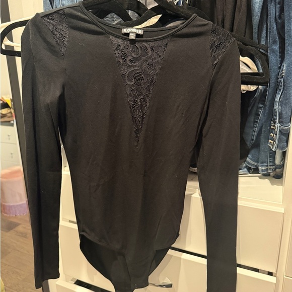 Express Black Lace Insert Bodysuit - Picture 1 of 3